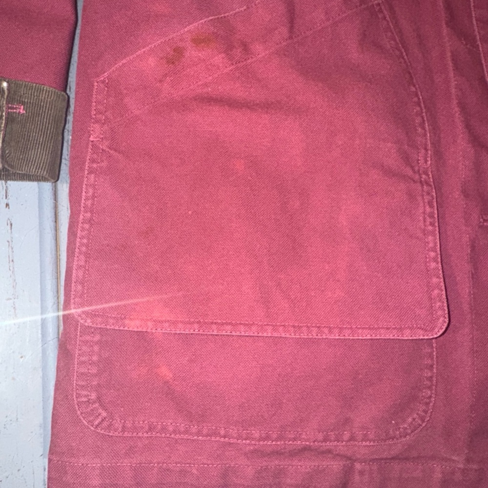 Vtg L.L. Bean Chore Barn Jacket Canvas Coat Womens M Red Primaloft Plaid Lining - Picture 5 of 13